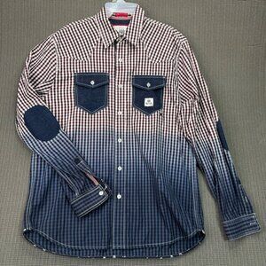 Nation Industries Men’s X-Large Ombre Plaid Button-Down Shirt multicolor